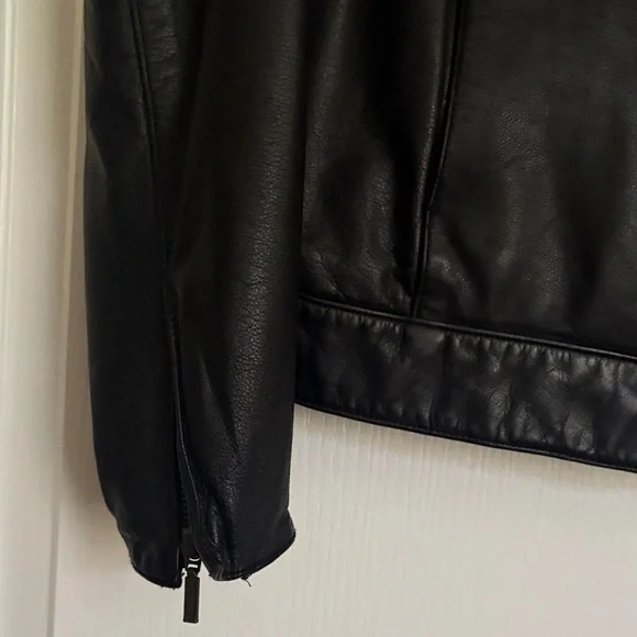 GAP Womens Black‎ Leather Jacket L - Picture 4 of 8